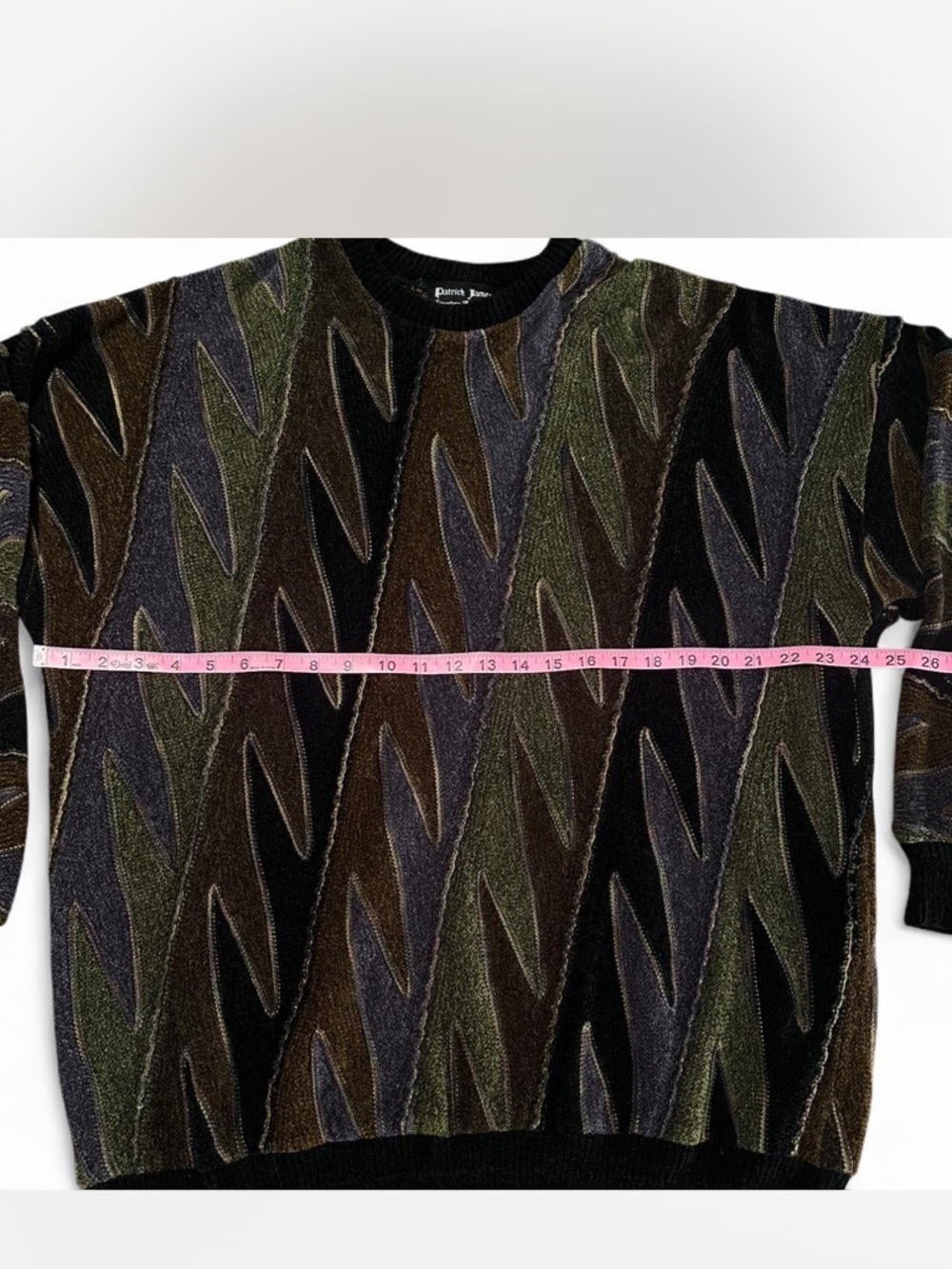 Vintage 90s cotton blend Patrick James coogi style slouch multicoloured sweater - Picture 5 of 6